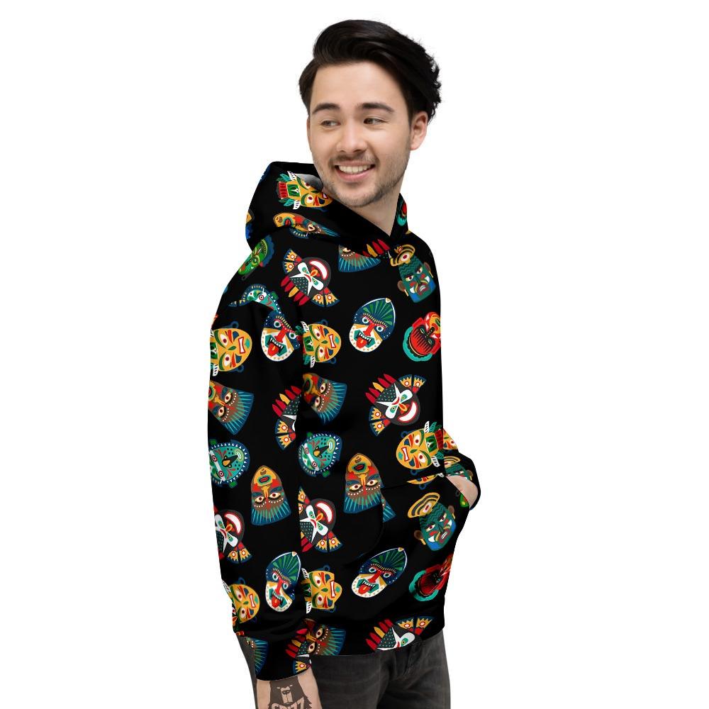 Mask Tribal Tiki Print Pattern Men's Hoodie-grizzshop