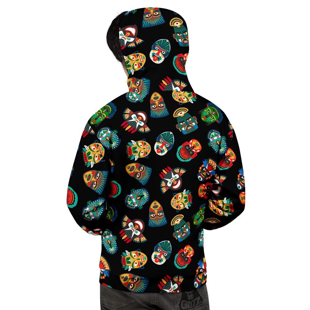 Mask Tribal Tiki Print Pattern Men's Hoodie-grizzshop
