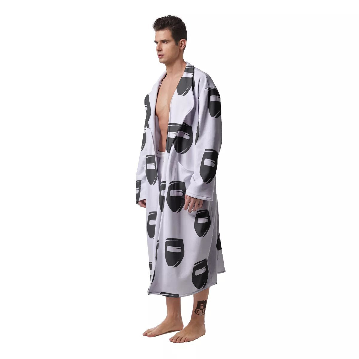 Mask Welding Print Pattern Men's Robe-grizzshop