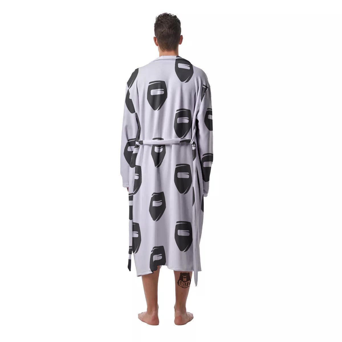 Mask Welding Print Pattern Men's Robe-grizzshop