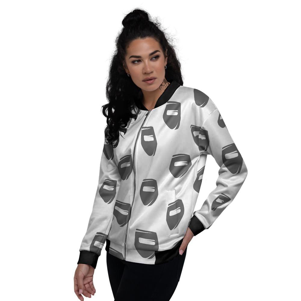 Mask Welding Print Pattern Women's Bomber Jacket-grizzshop