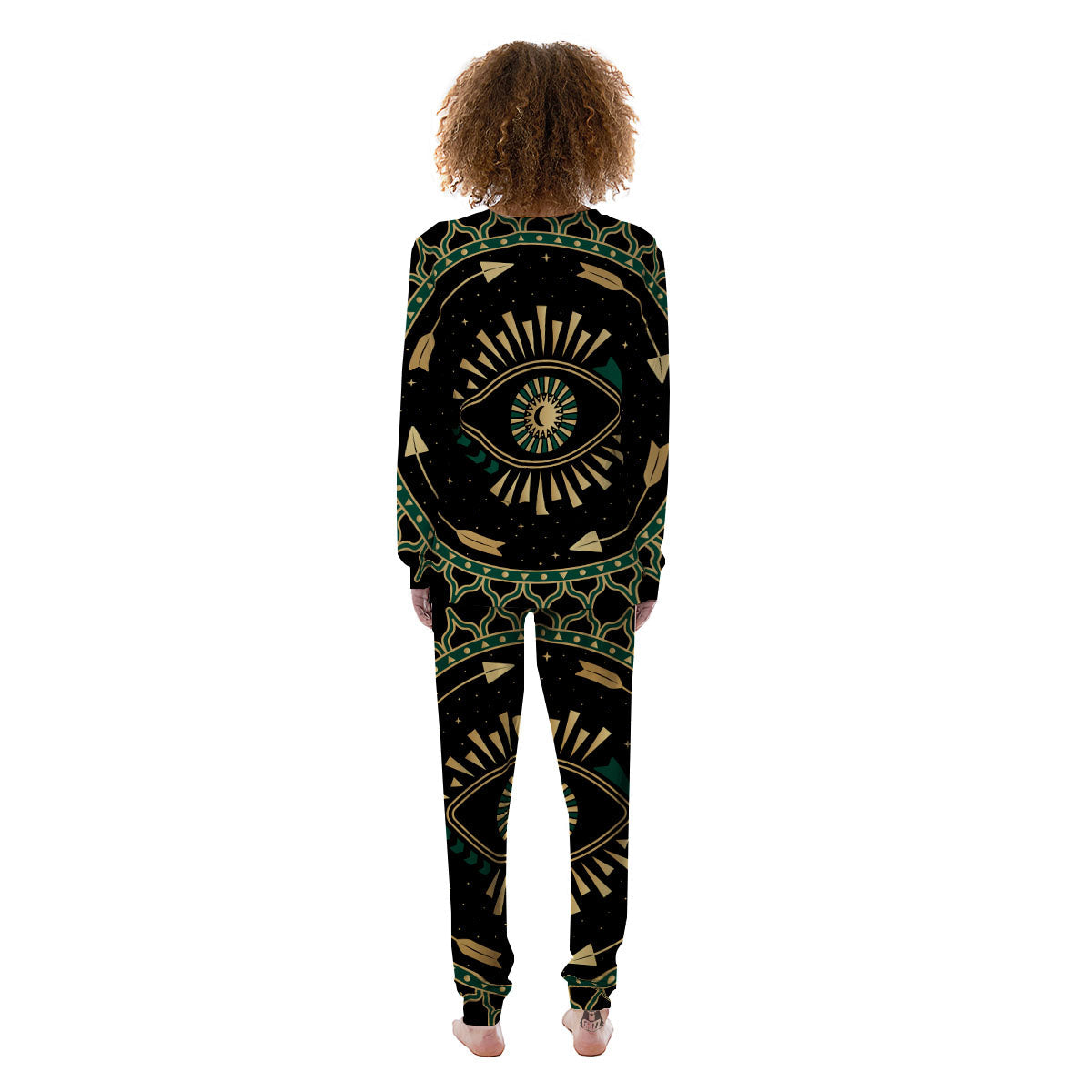 Masonic Eye Green Print Women's Pajamas-grizzshop