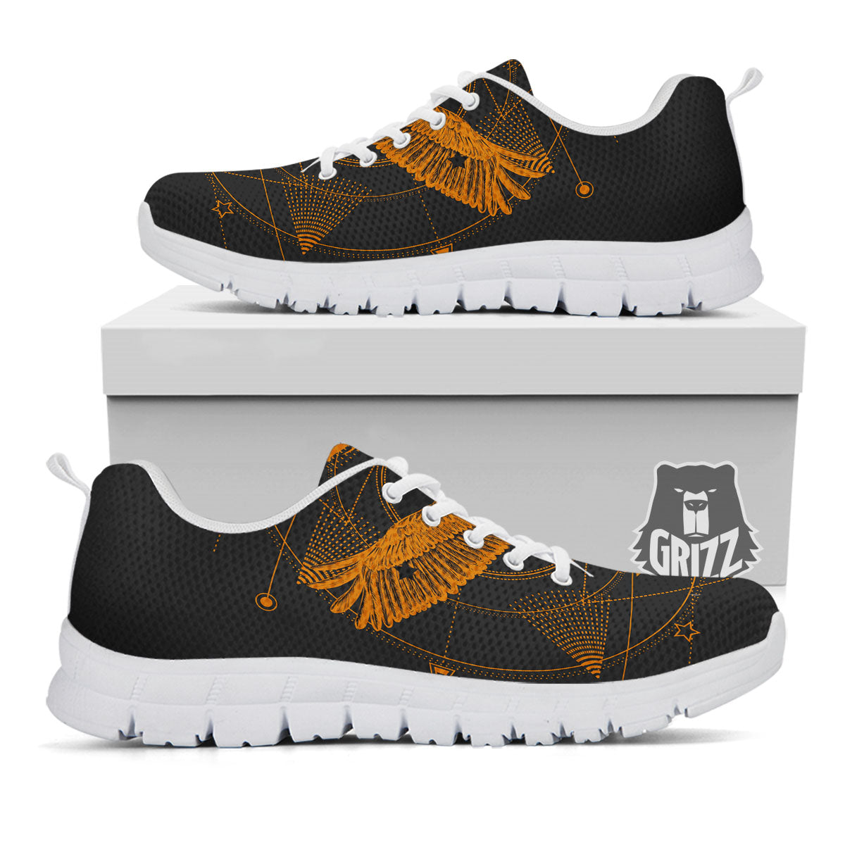 Masonic Eye Raven Print White Sneaker-grizzshop