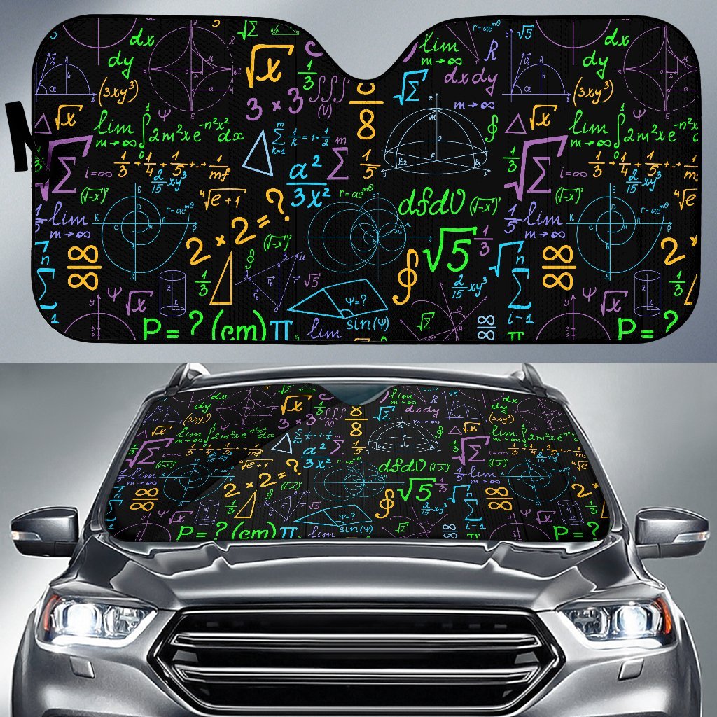 Math Pattern Print Car Sun Shade-grizzshop