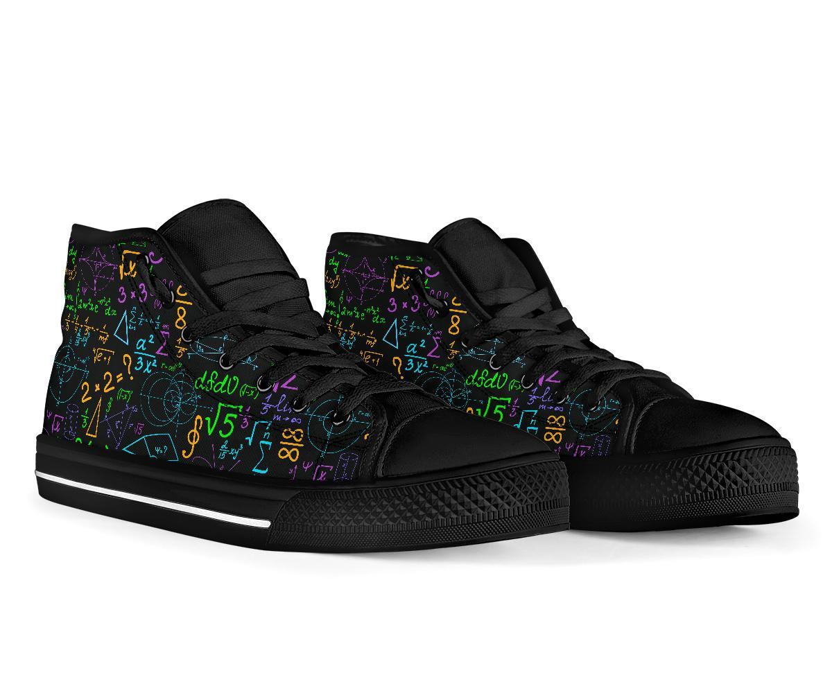 Math Pattern Print Men Women's High Top Shoes-grizzshop
