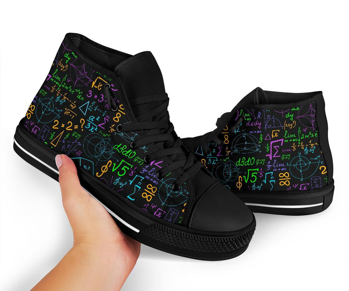 Math Pattern Print Men Women's High Top Shoes-grizzshop
