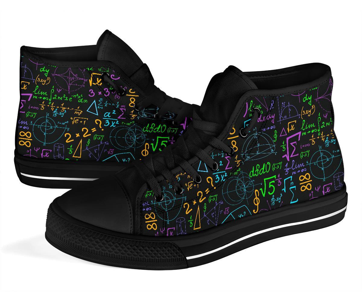 Math Pattern Print Men Women's High Top Shoes-grizzshop