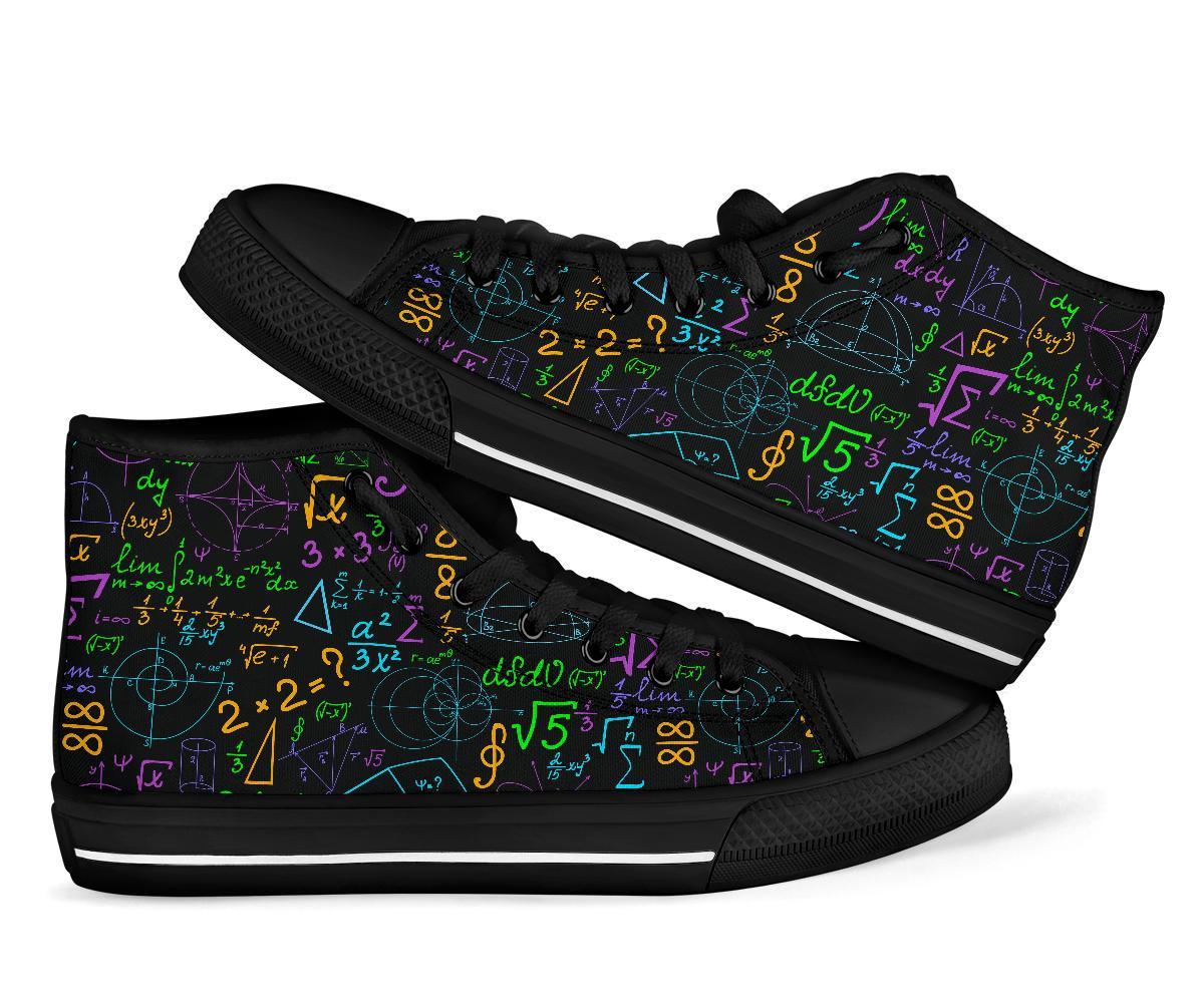 Math Pattern Print Men Women's High Top Shoes-grizzshop