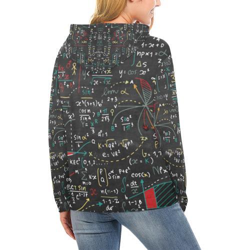 Math Print Pattern Women Pullover Hoodie-grizzshop