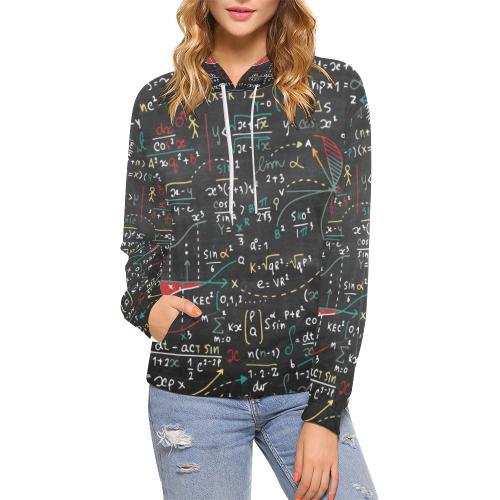 Math Print Pattern Women Pullover Hoodie-grizzshop