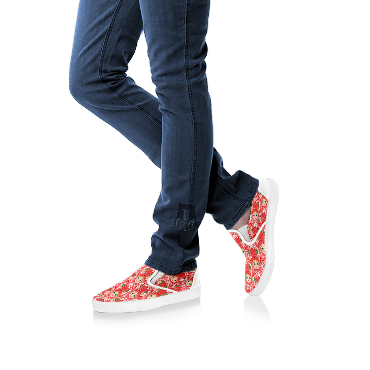 Matryoshka Traditional Pink Print Pattern White Slip On Shoes-grizzshop