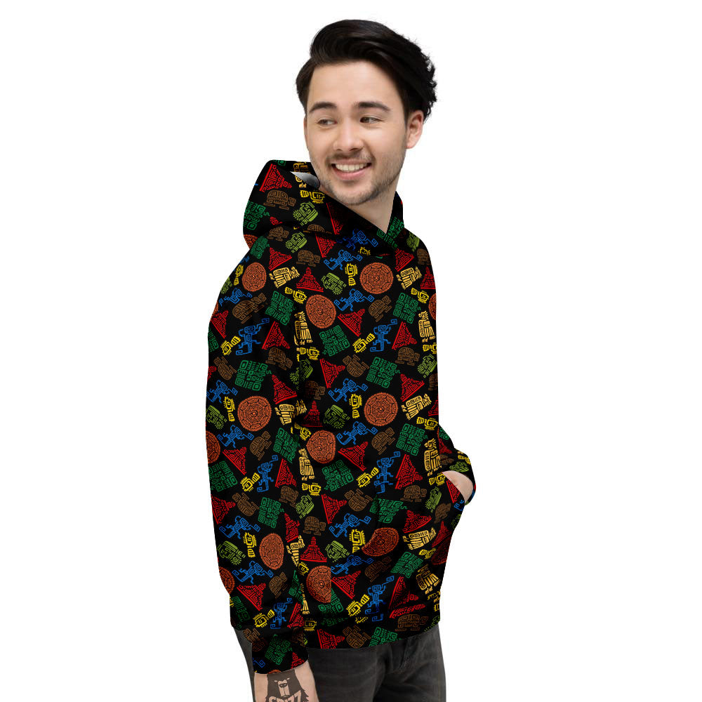 Maya Colorful Print Pattern Men's Hoodie-grizzshop