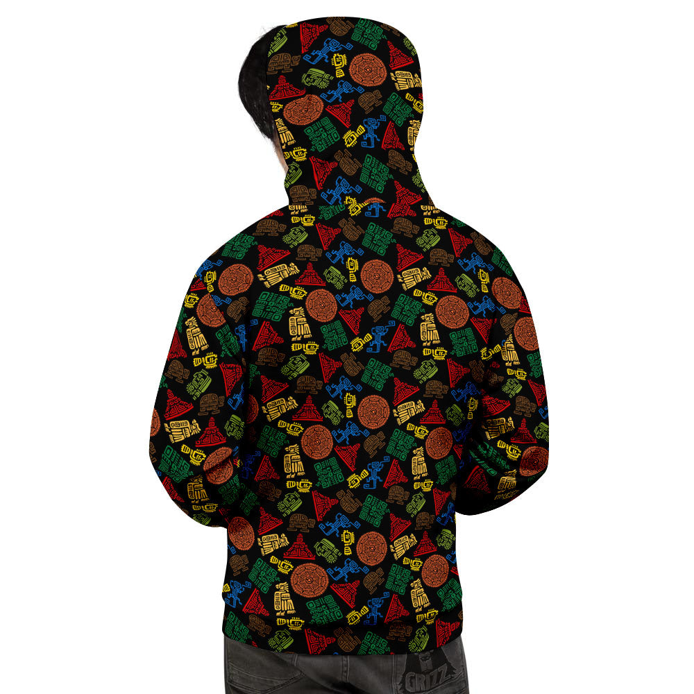 Maya Colorful Print Pattern Men's Hoodie-grizzshop