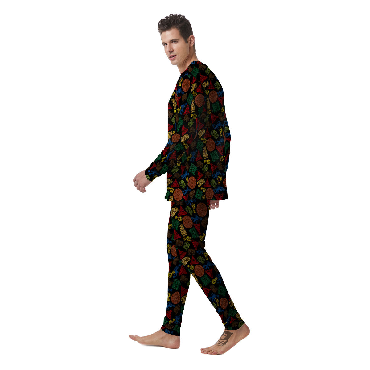 Maya Colorful Print Pattern Men's Pajamas-grizzshop