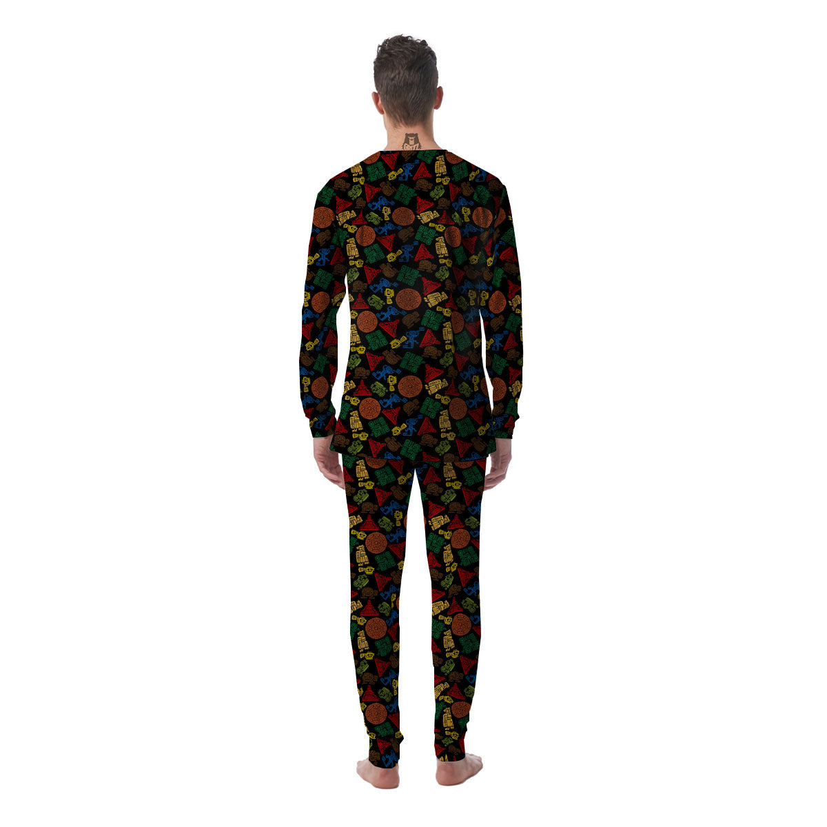 Maya Colorful Print Pattern Men's Pajamas-grizzshop