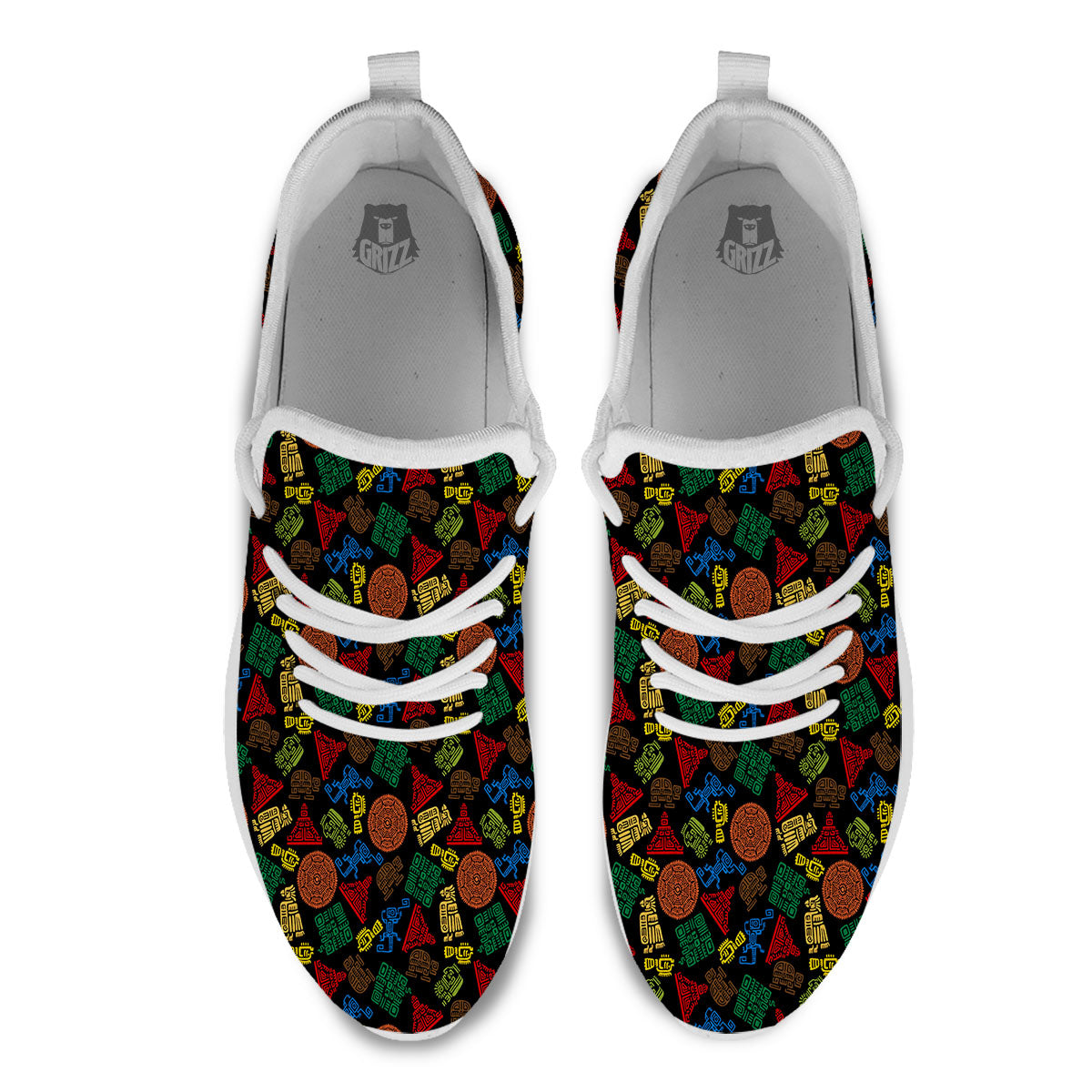 Maya Colorful Print Pattern White Athletic Shoes-grizzshop