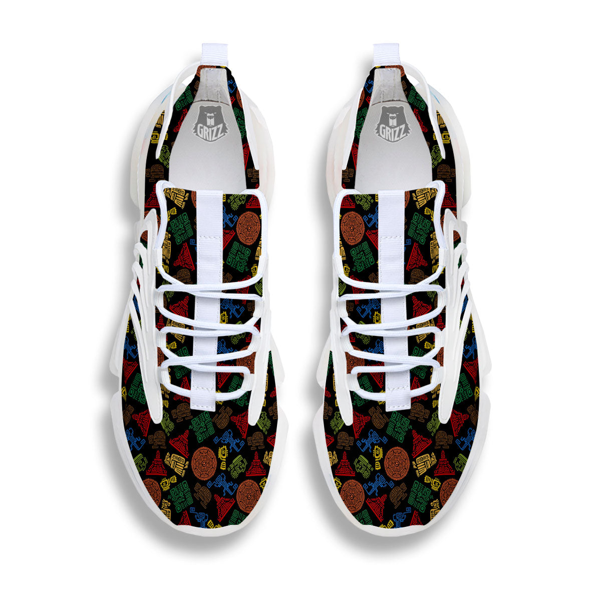 Maya Colorful Print Pattern White Gym Shoes-grizzshop