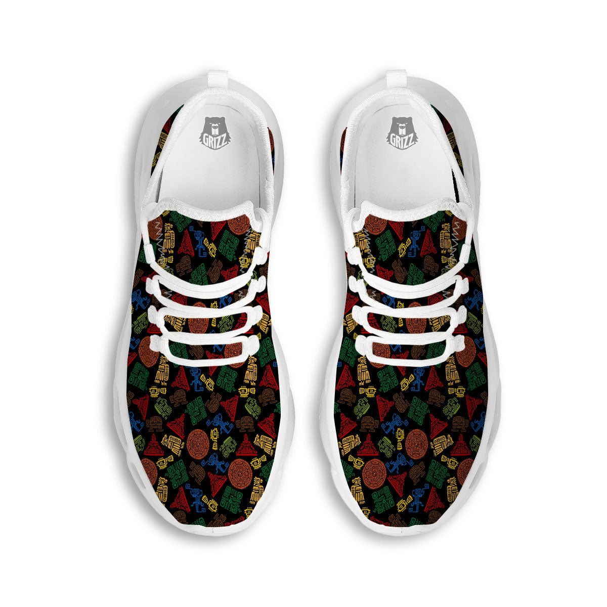 Maya Colorful Print Pattern White Running Shoes-grizzshop