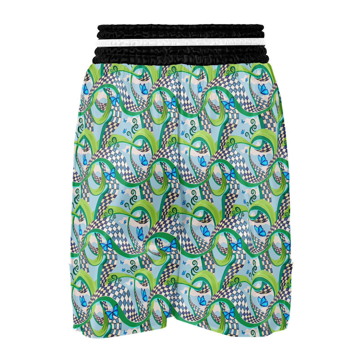 Maze Checkered Print Pattern Boxing Shorts-grizzshop