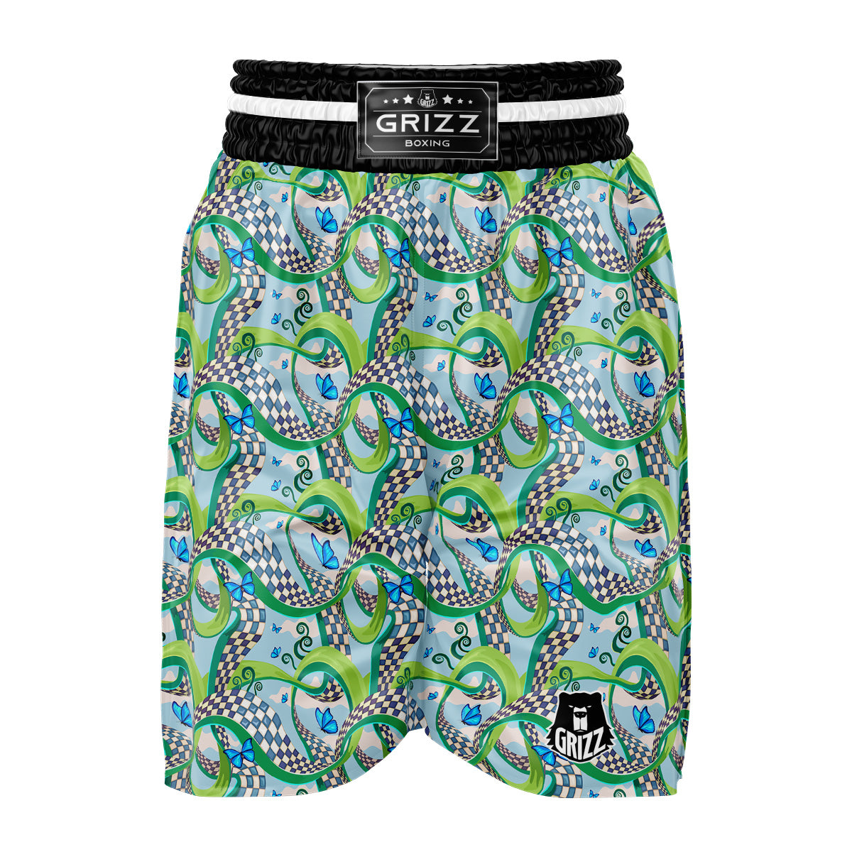 Maze Checkered Print Pattern Boxing Shorts-grizzshop