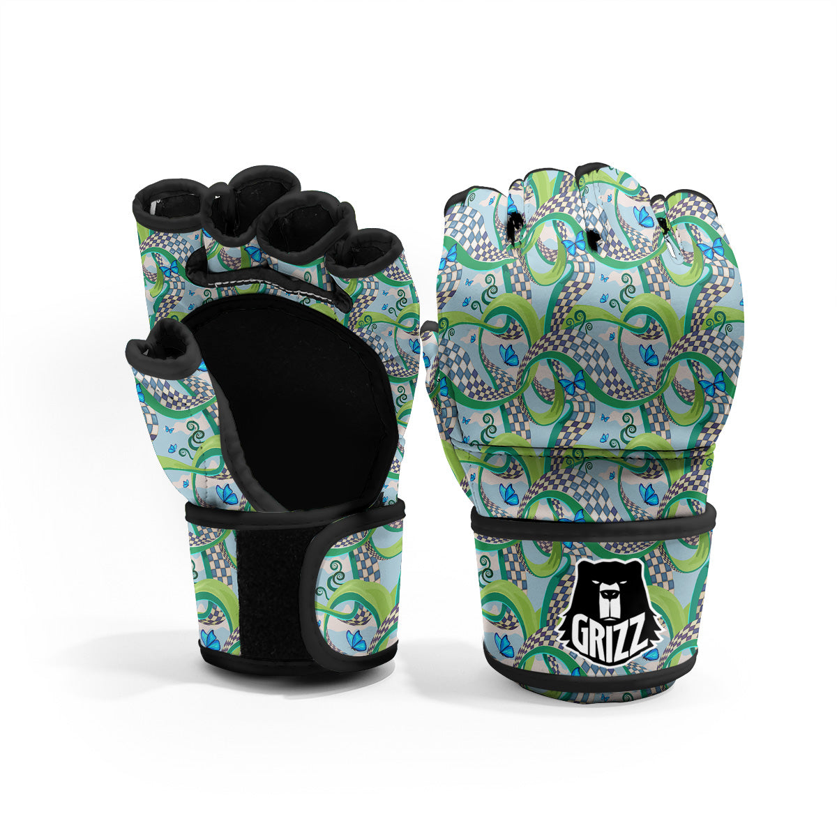 Maze Checkered Print Pattern MMA Gloves-grizzshop
