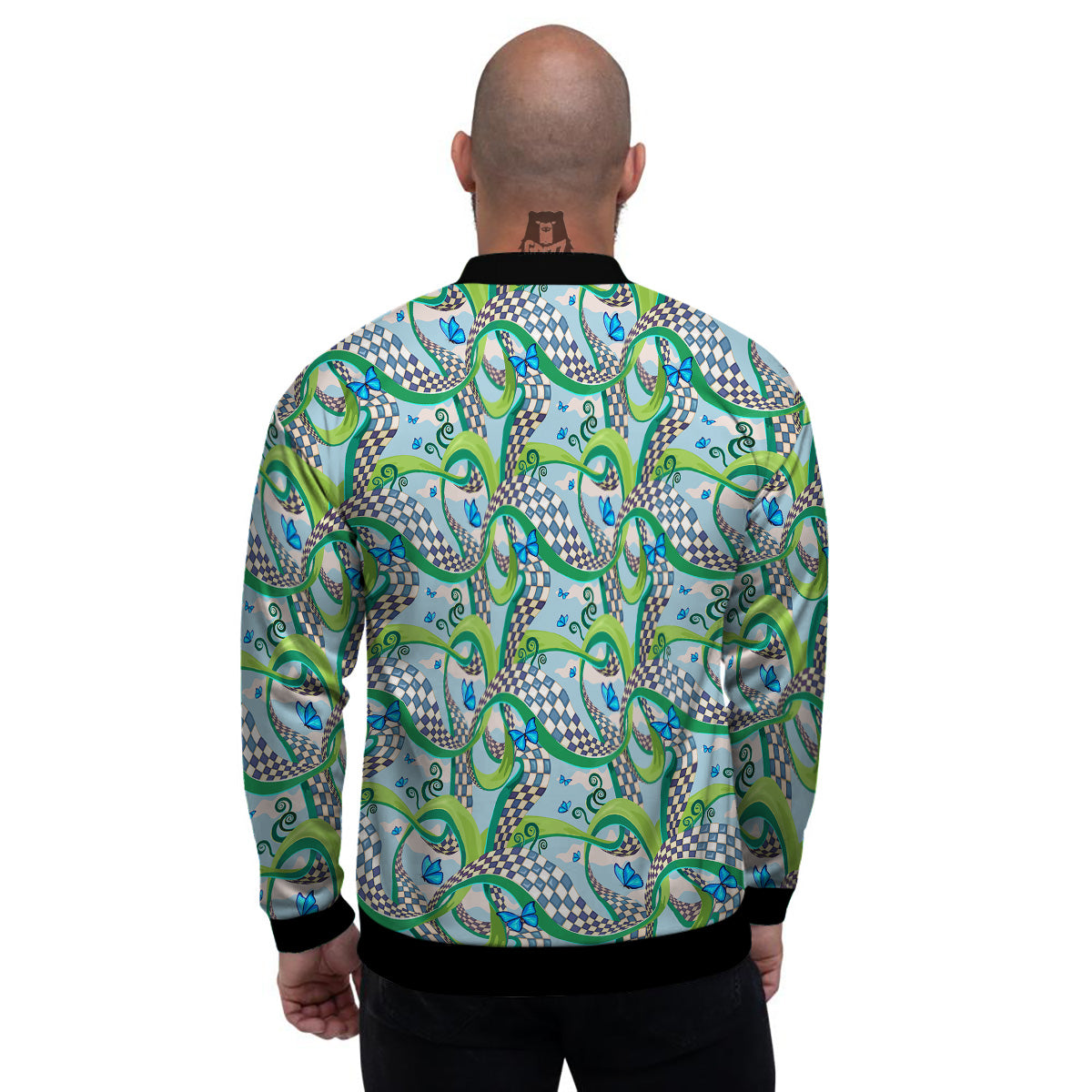 Maze Checkered Print Pattern Men's Bomber Jacket-grizzshop
