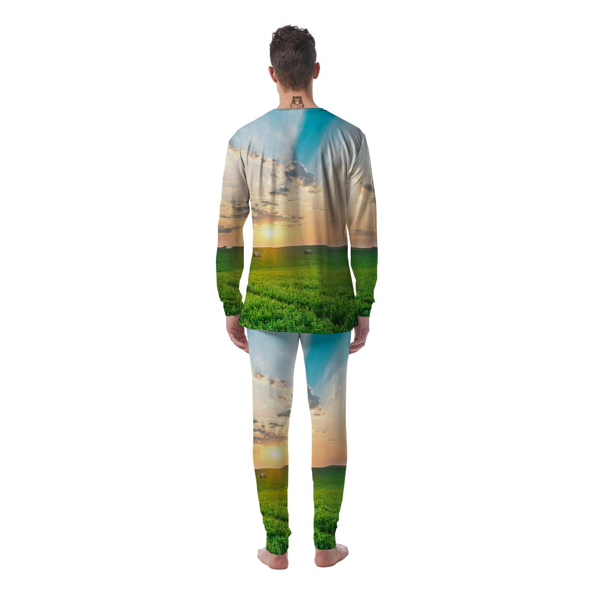 Meadow Sunrise Print Men's Pajamas-grizzshop