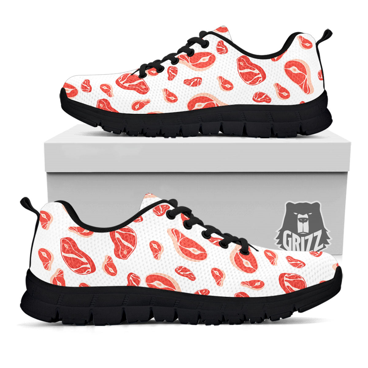 Meat Print Pattern Black Sneaker-grizzshop