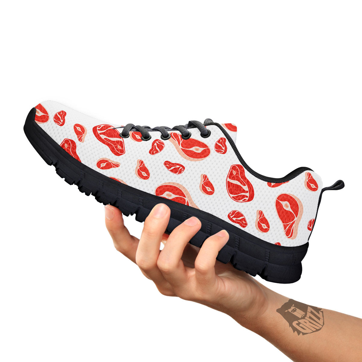 Meat Print Pattern Black Sneaker-grizzshop