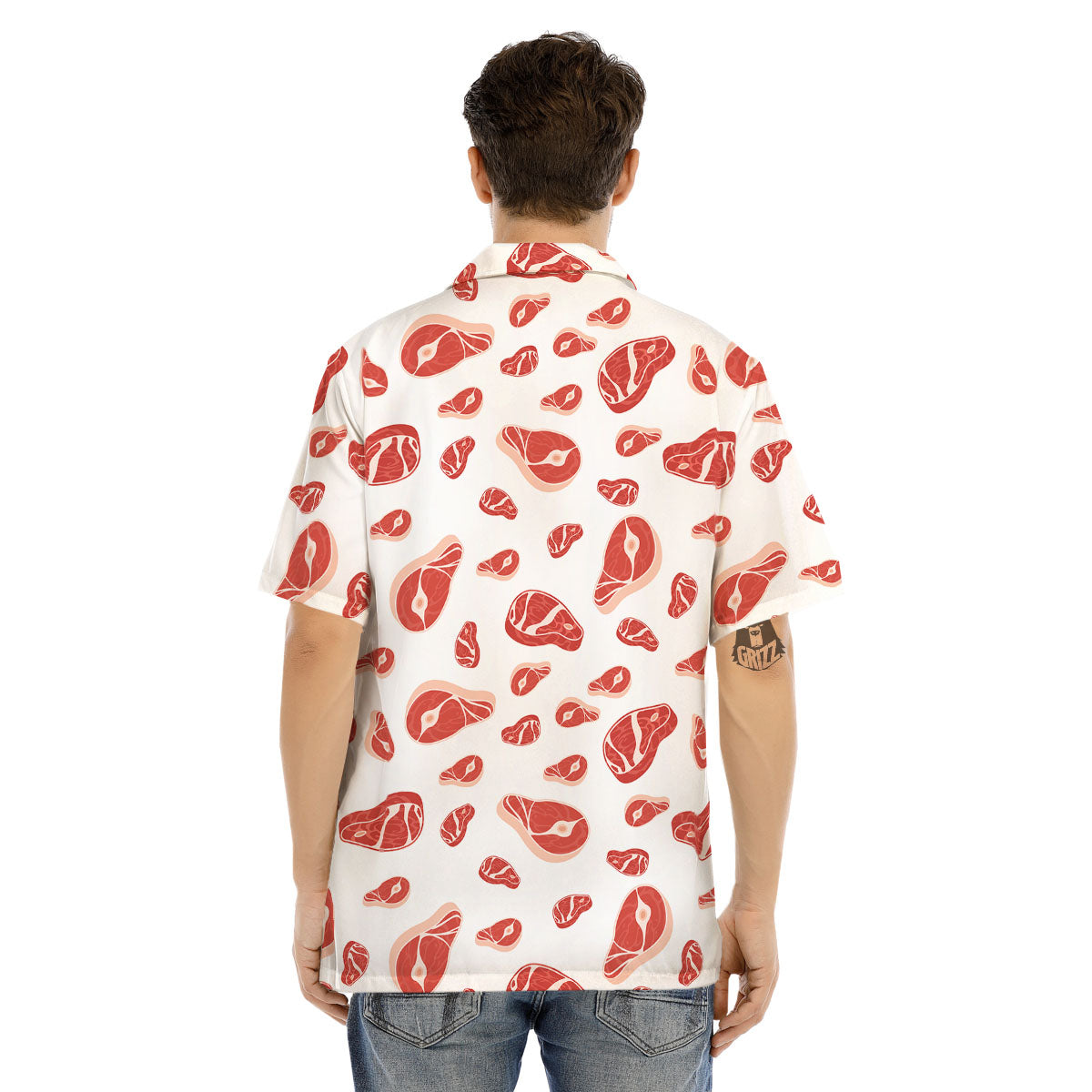 Meat Print Pattern Men's Hawaiian Shirt-grizzshop