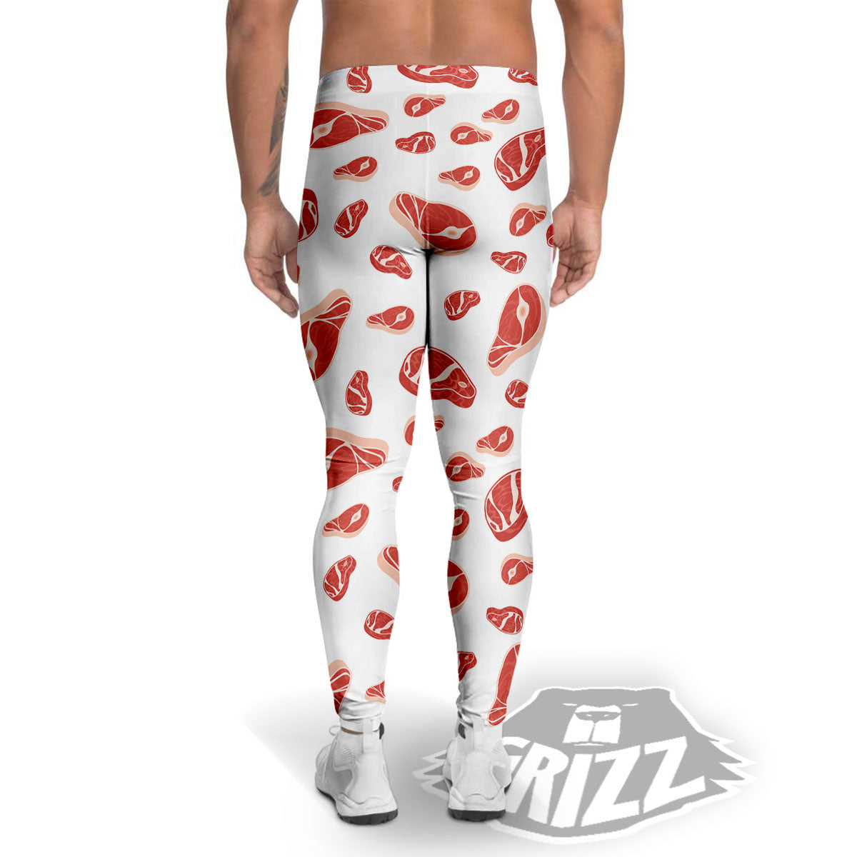Meat Print Pattern Men's Leggings-grizzshop