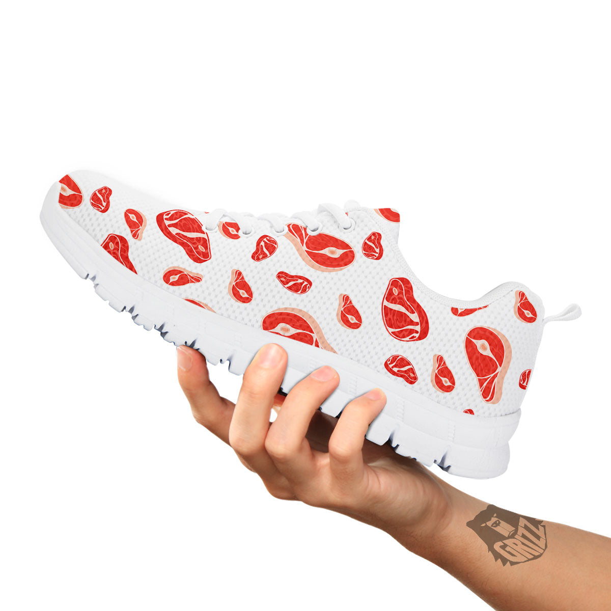 Meat Print Pattern White Sneaker-grizzshop