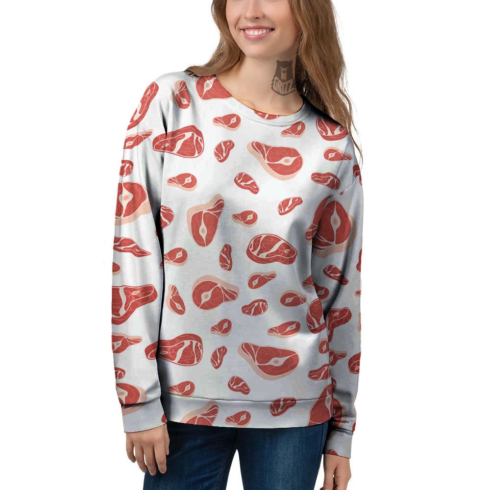 Meat Print Pattern Women's Sweatshirt-grizzshop