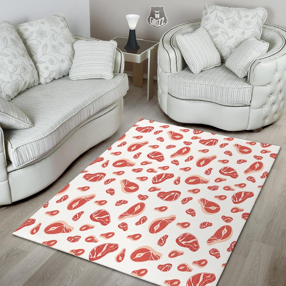 Meat Red Print Pattern Floor Mat-grizzshop