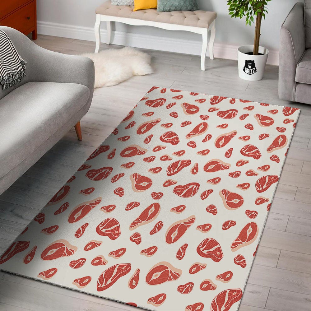 Meat Red Print Pattern Floor Mat-grizzshop