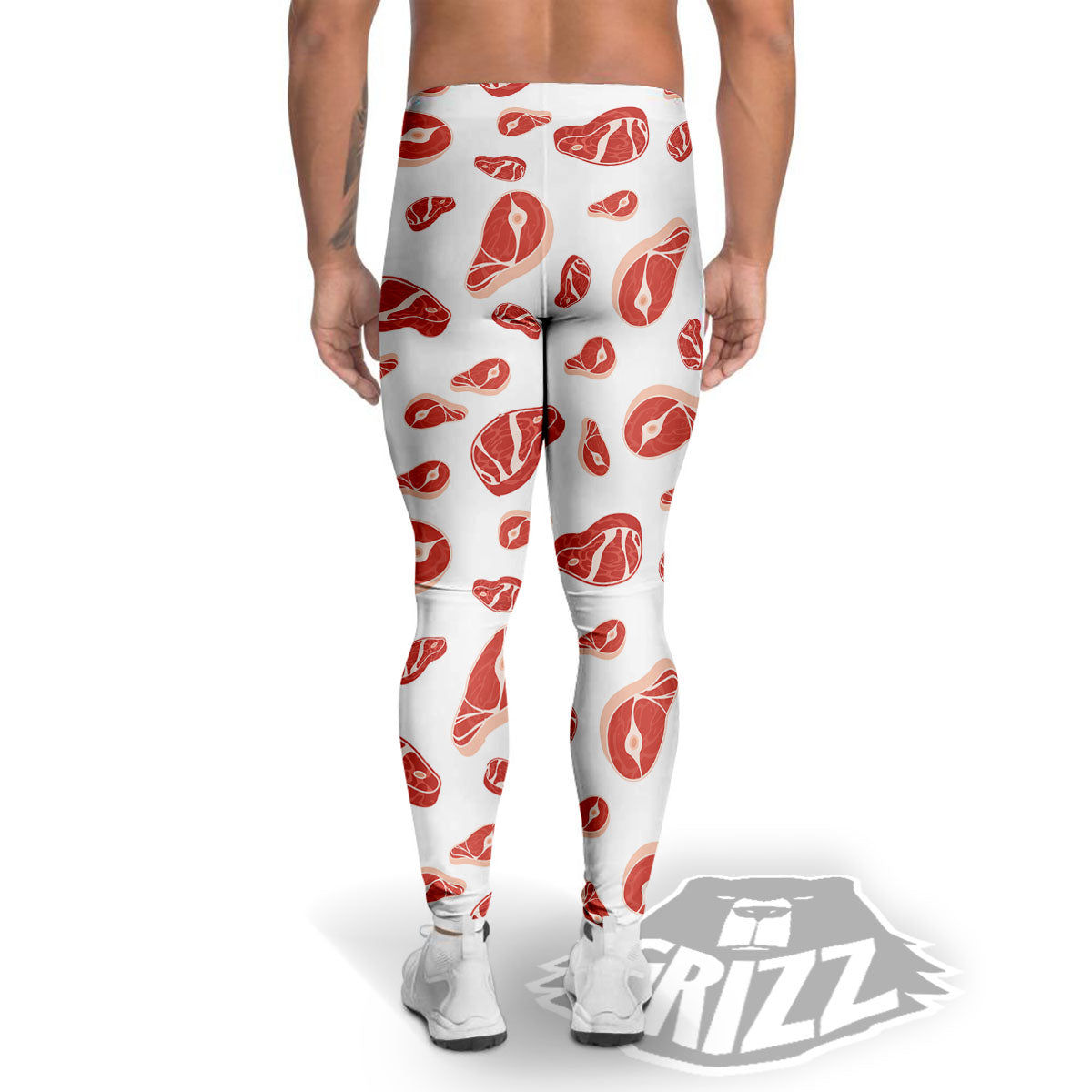 Meat Red Print Pattern Men's Leggings-grizzshop
