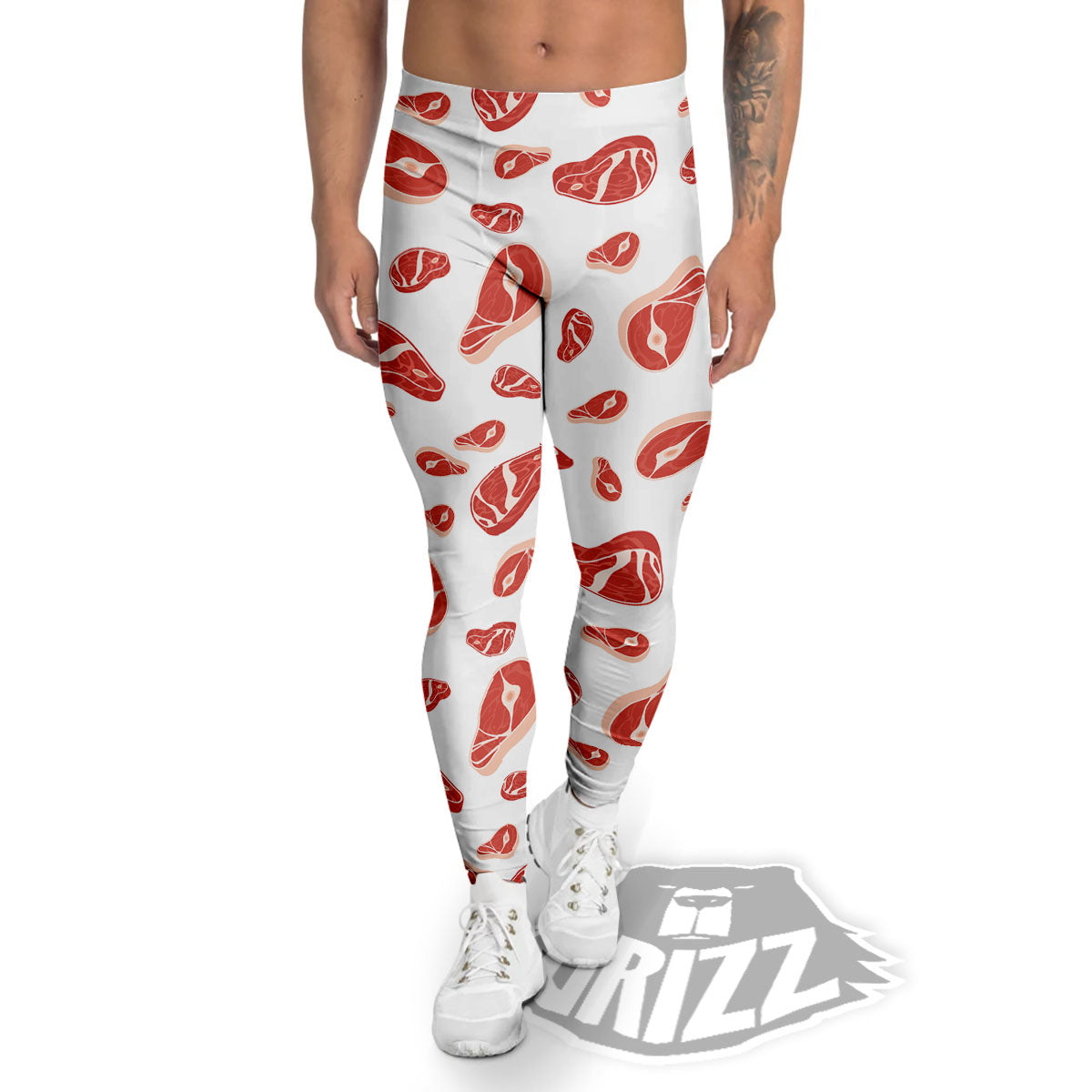 Meat Red Print Pattern Men's Leggings-grizzshop