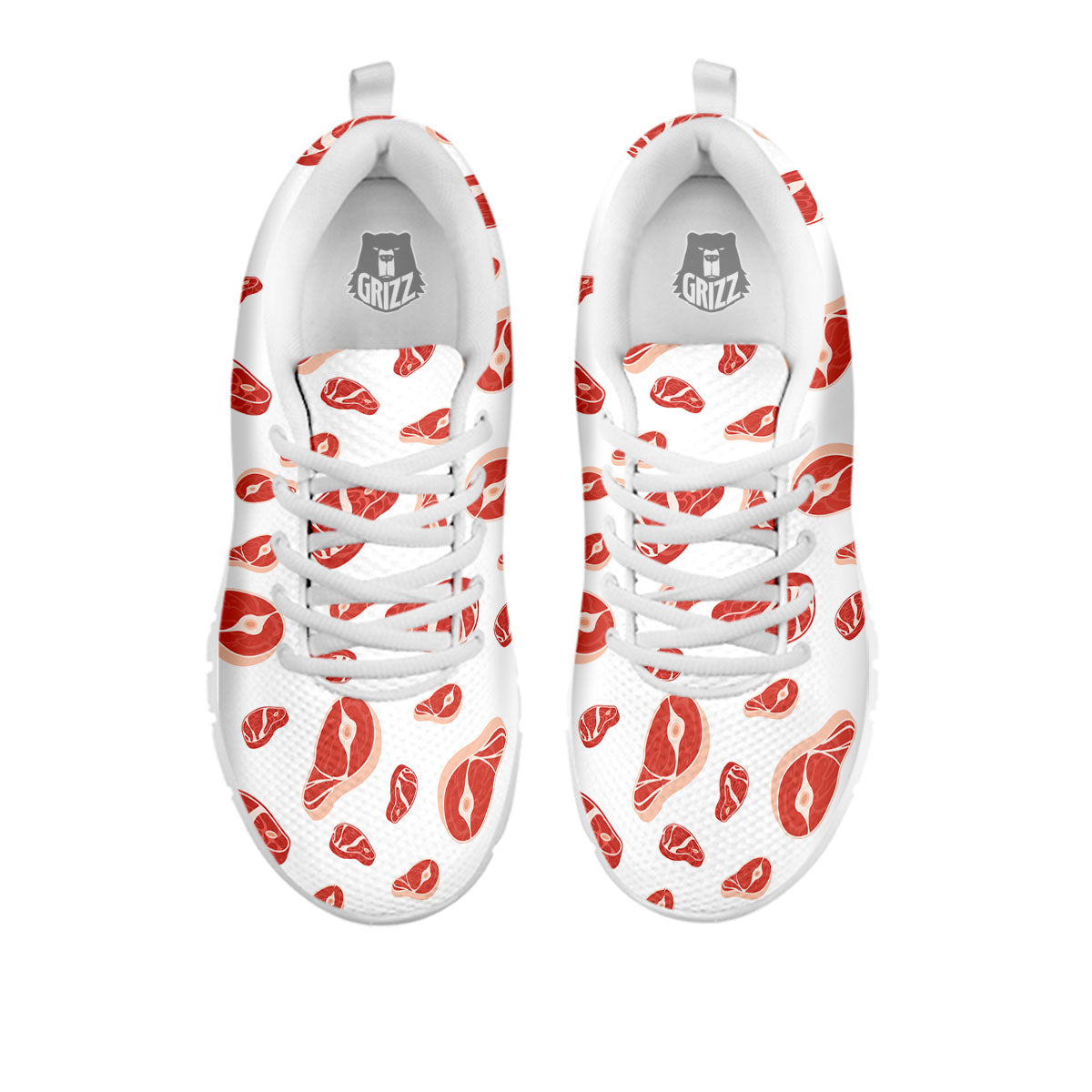 Meat Red Print Pattern White Sneaker-grizzshop