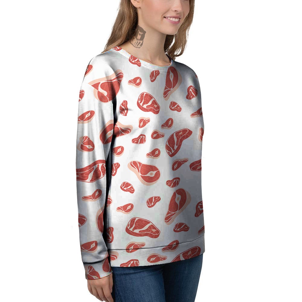 Meat Red Print Pattern Women's Sweatshirt-grizzshop