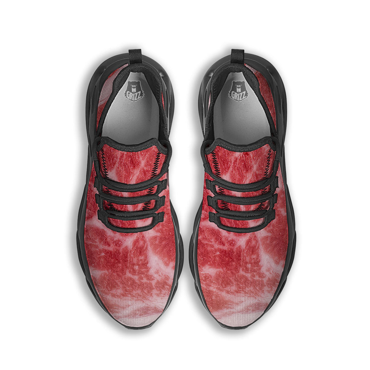 Meat Wagyu Beef Print Black Running Shoes-grizzshop