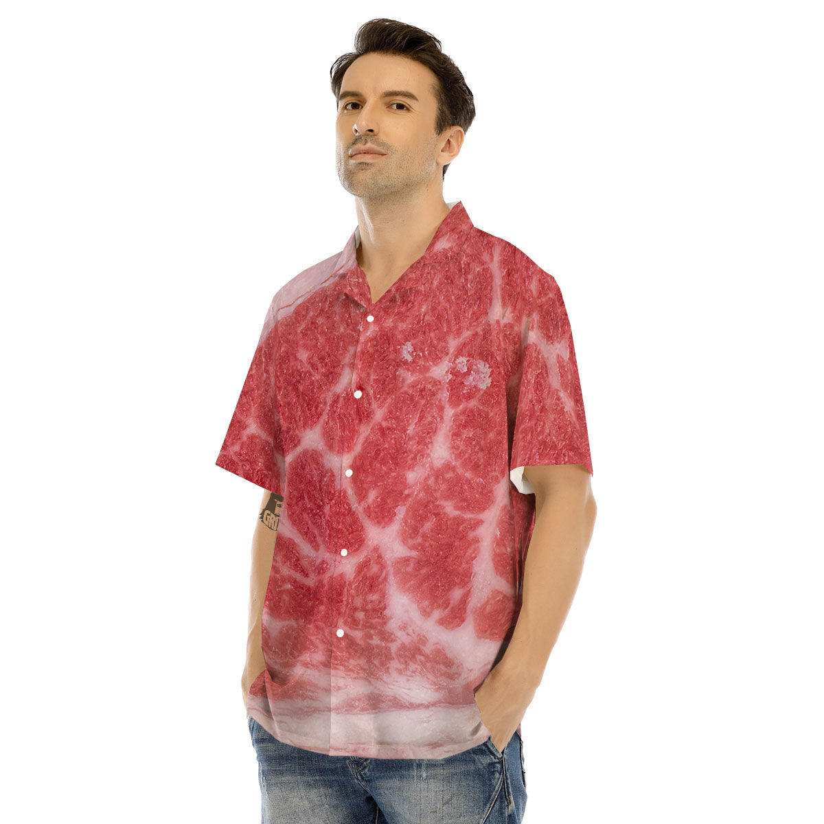 Meat Wagyu Beef Print Men's Hawaiian Shirt-grizzshop