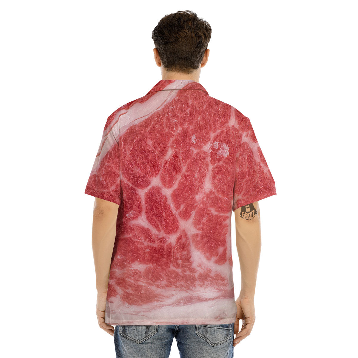 Meat Wagyu Beef Print Men's Hawaiian Shirt-grizzshop