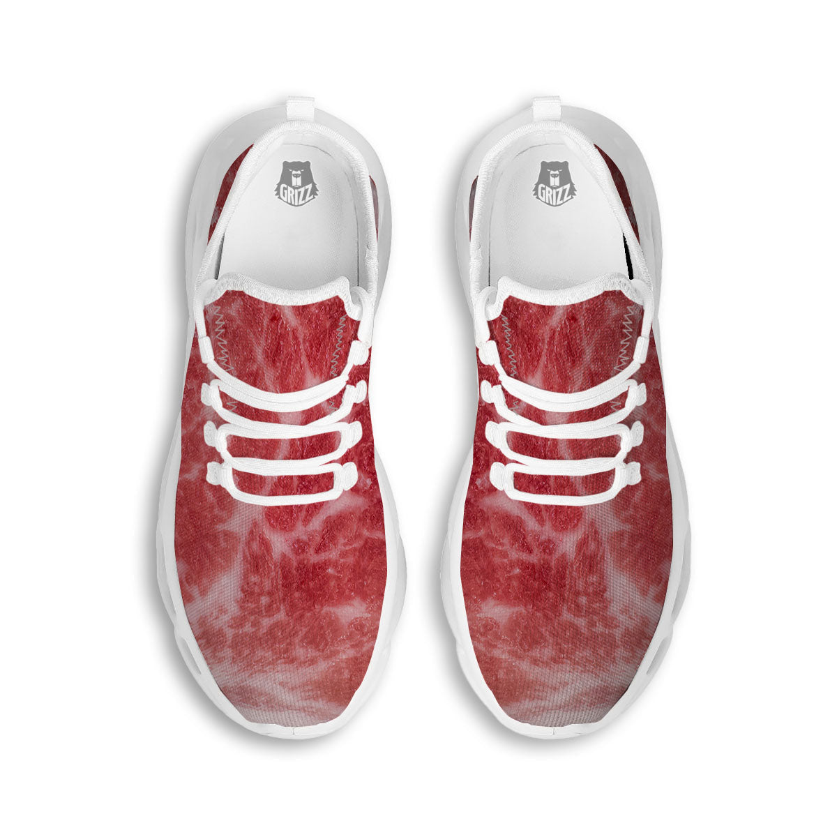 Meat Wagyu Beef Print White Running Shoes-grizzshop
