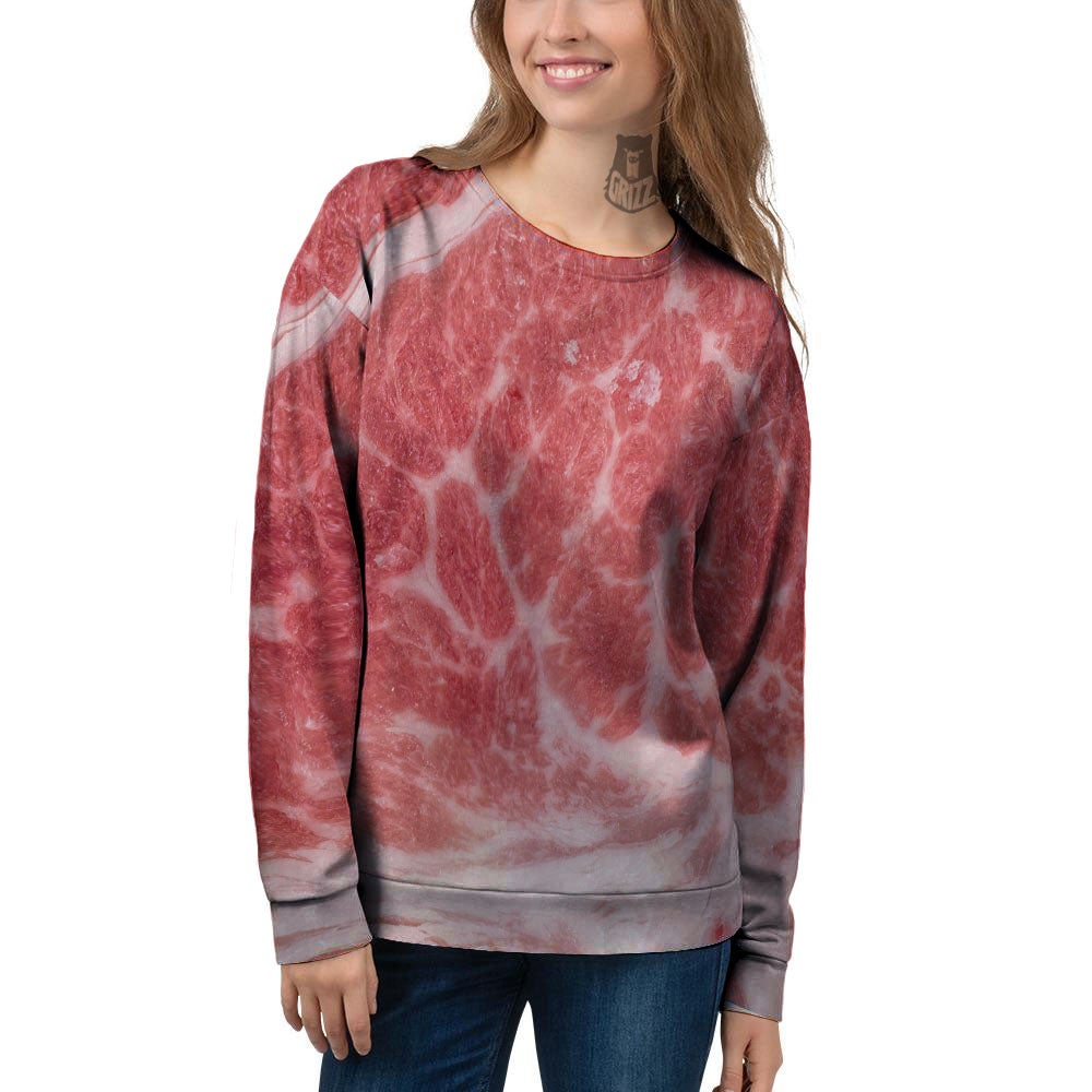 Meat Wagyu Beef Print Women's Sweatshirt-grizzshop