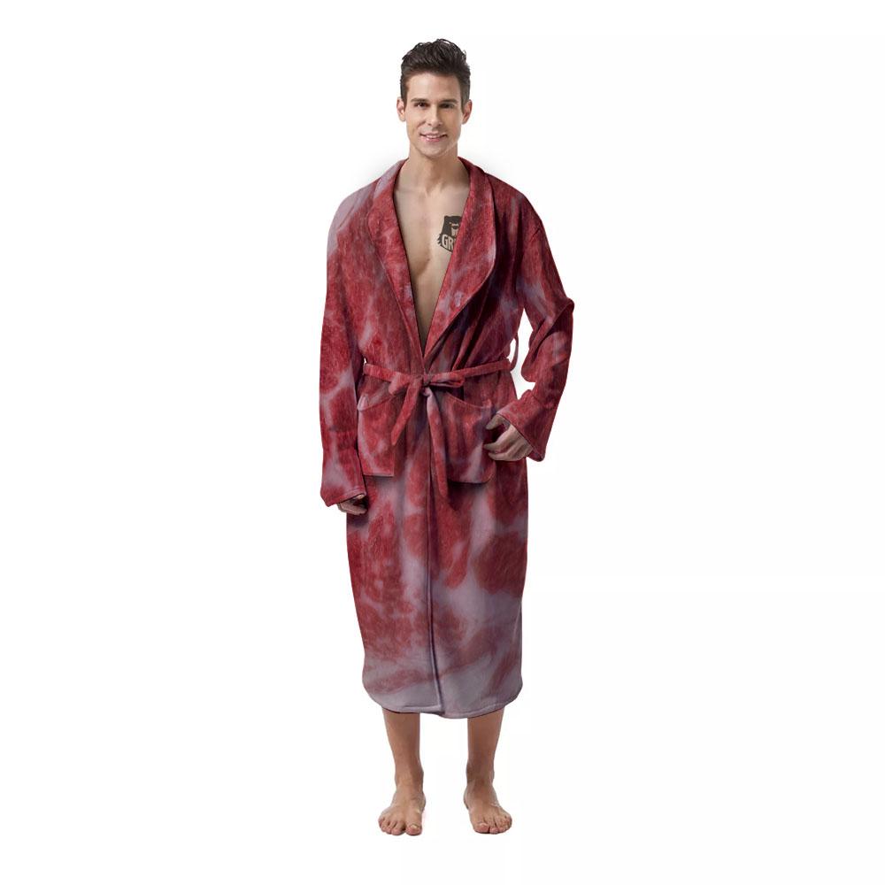 Meat Wagyu Beef Print Men's Robe-grizzshop