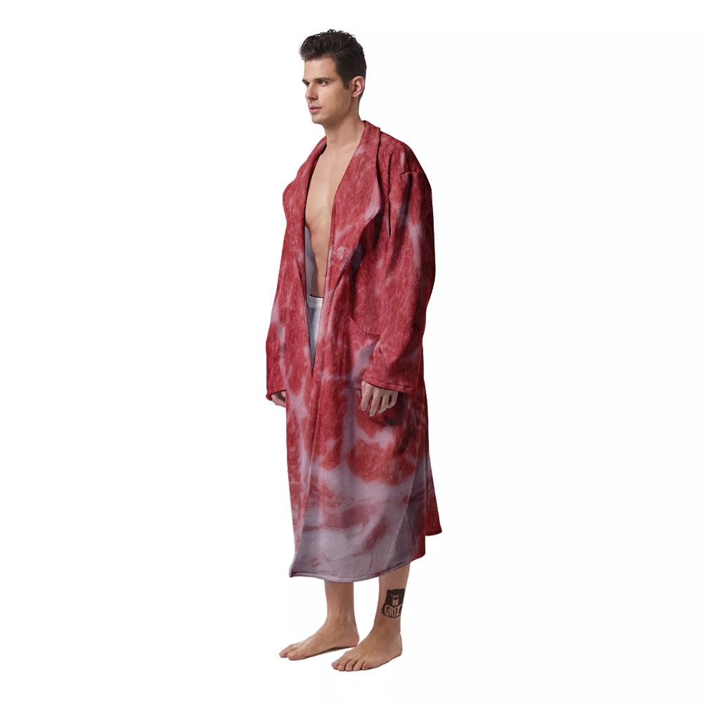 Meat Wagyu Beef Print Men's Robe-grizzshop