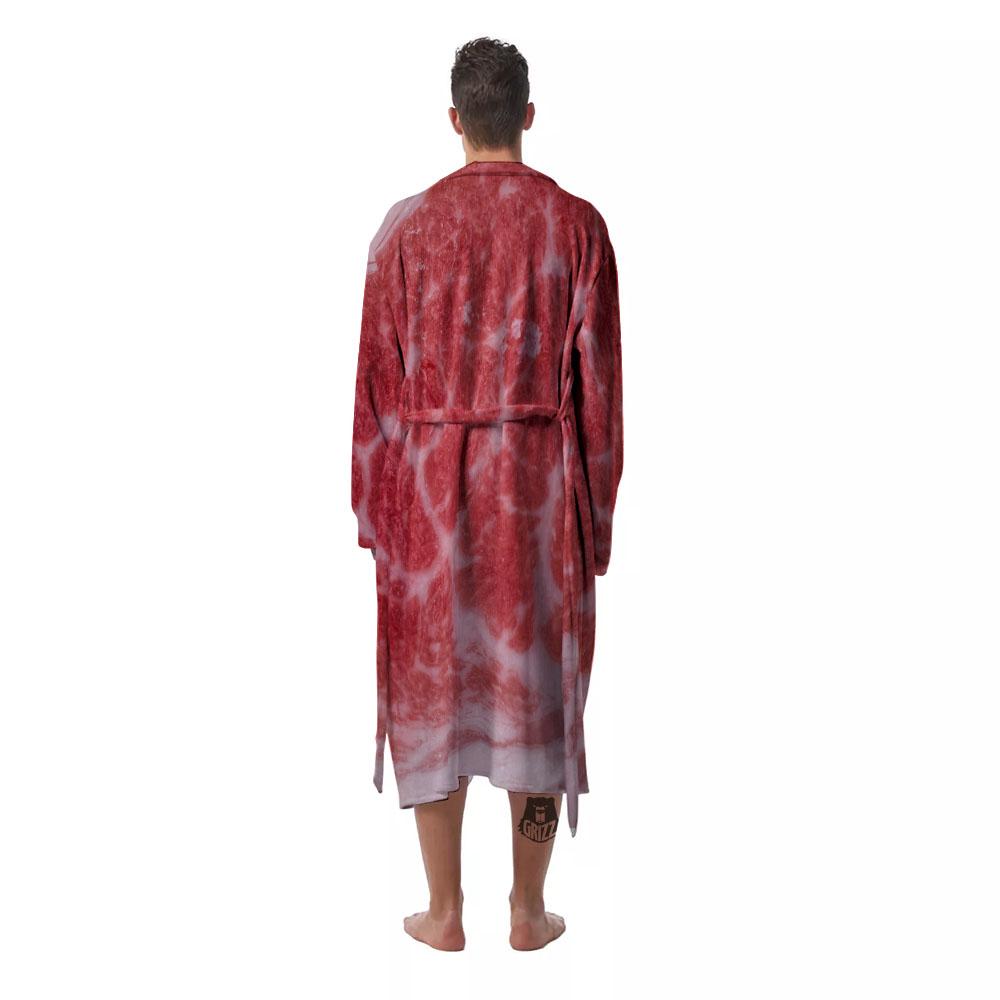 Meat Wagyu Beef Print Men's Robe-grizzshop