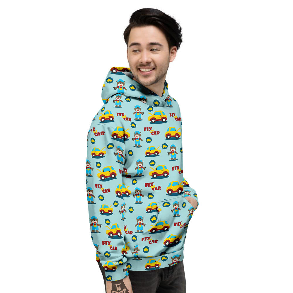 Mechanic Cartoon Print Pattern Men's Hoodie-grizzshop