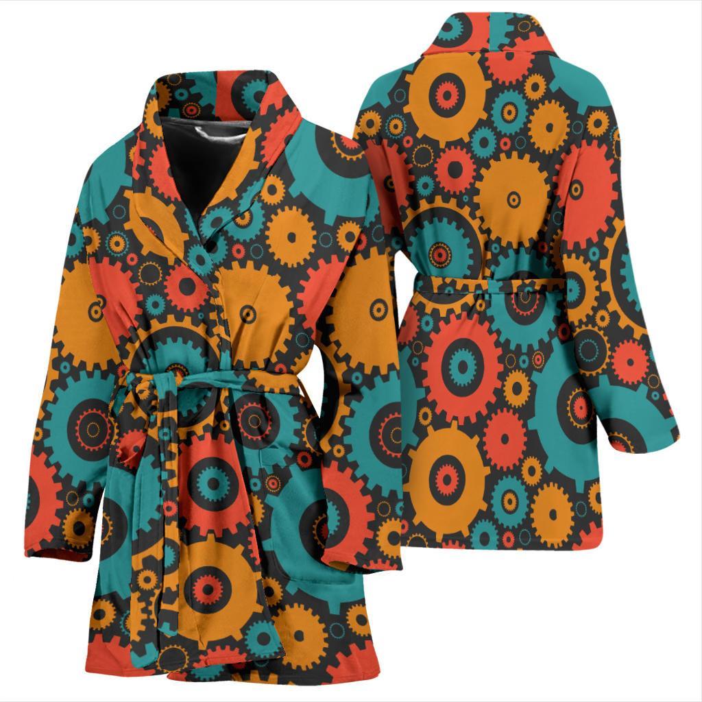 Mechanic Colorful Pattern Print Women Long Robe-grizzshop