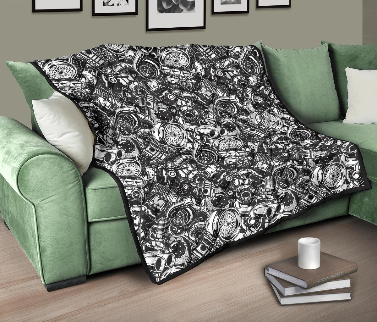 Mechanic Pattern Print Quilt-grizzshop